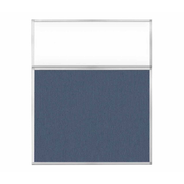 Hush Panel Configurable Cubicle Partition 5' x 6' W/ Window Ocean Fabric Clear Window